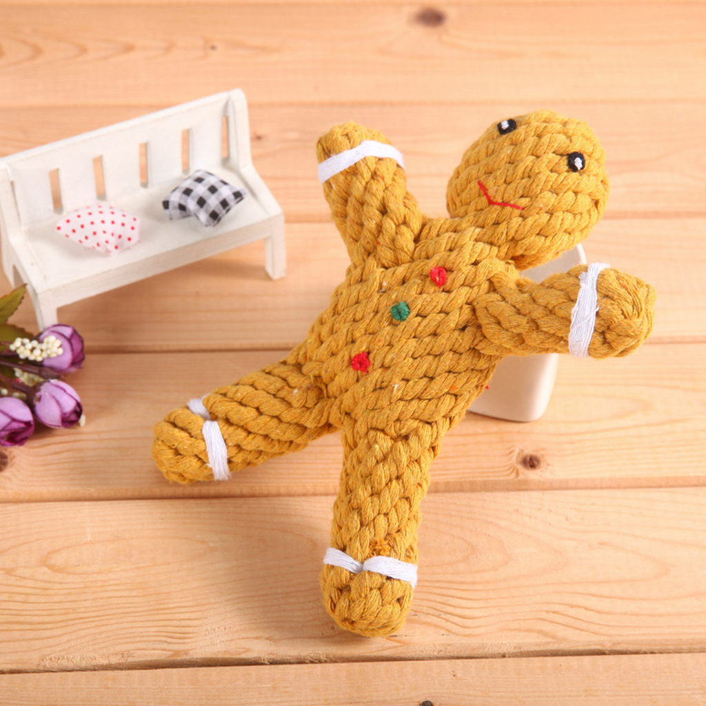 Gingerbread Man Rope Dog Toy – Dental Chew_CWMM8037